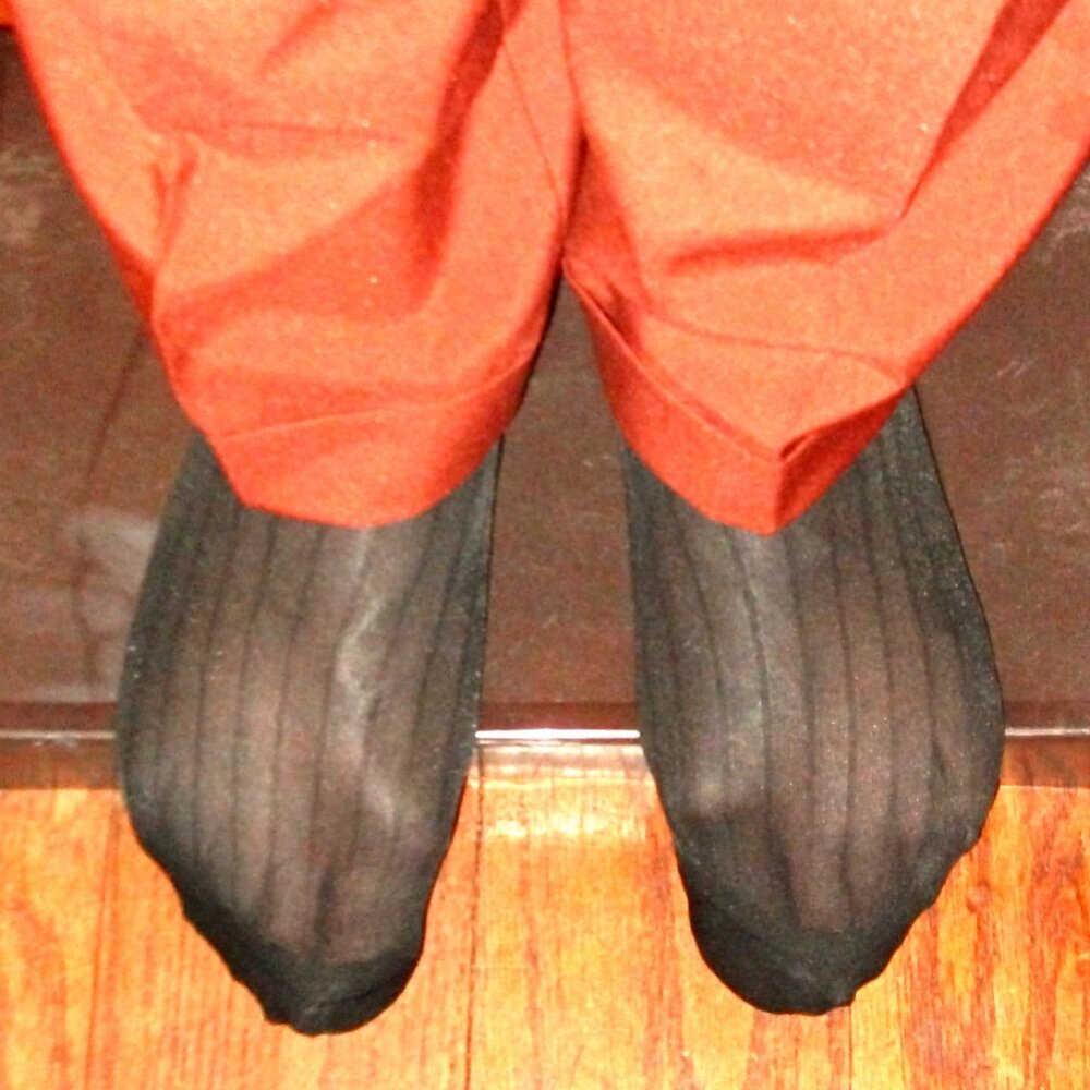 Mens Sheer Nylon OTC Thick N Thin Socks, TNT's Cap Toe and Heel, Black SZ 10-13